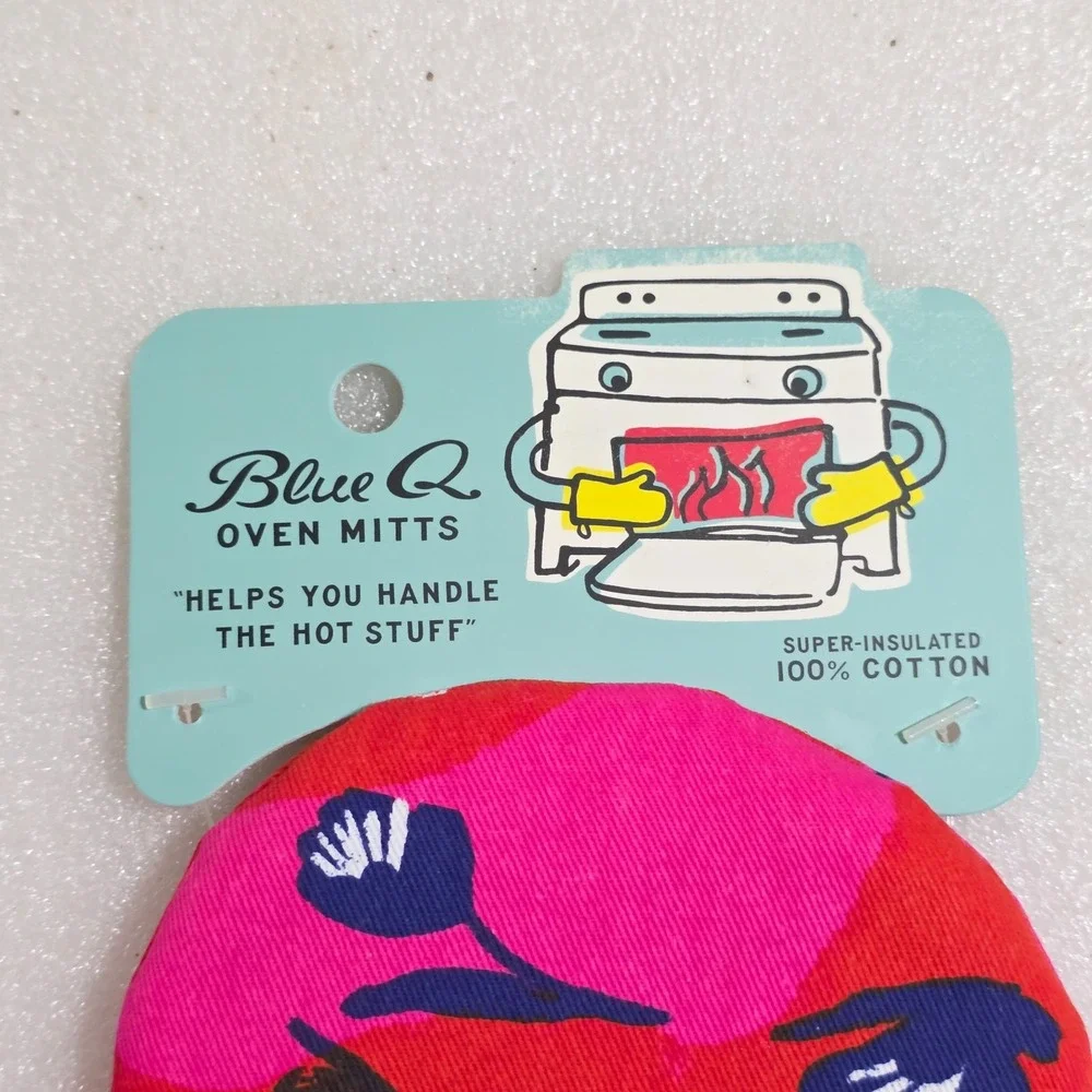 Blue Q Oven Mitt Dear Wine Yes Pink Red Blue Floral Cotton New WW138